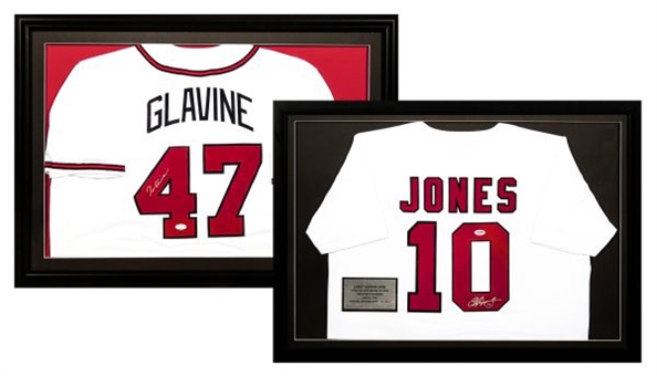 Signed and Framed Tom Glavine and Chipper Jones Jerseys (2)